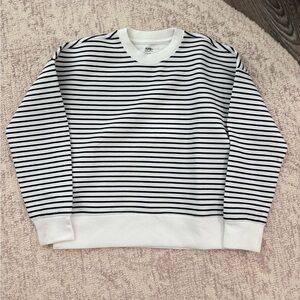 abercrombie kids Black and White Striped Crewneck Sweater